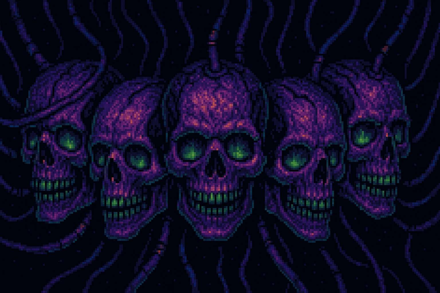 Skulls Connected - Network connections representing flow inheritance patterns